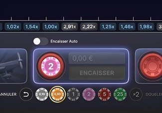 Bouton Encaisser et option Encaisser auto sur Red Baron Live